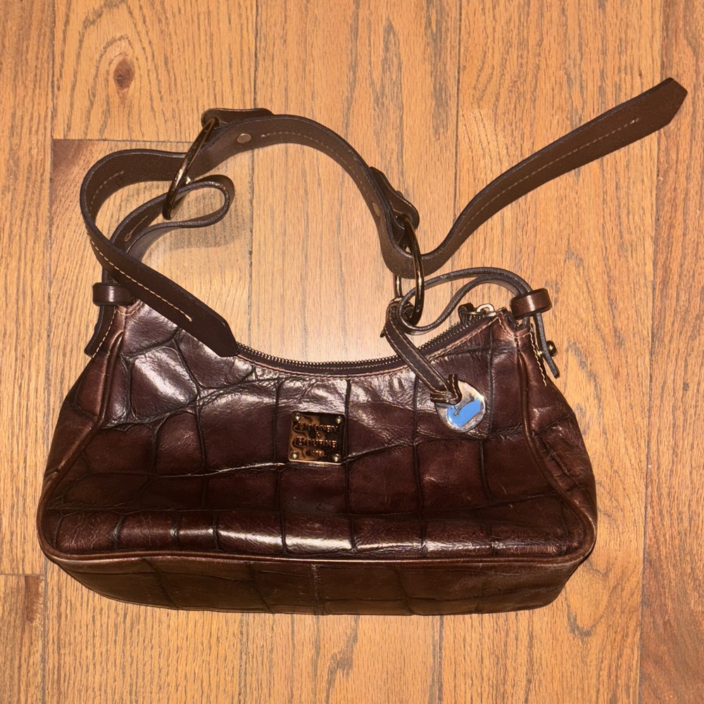 Dooney & Bourke Dark Brown Croc-Embossed Shoulder Bag